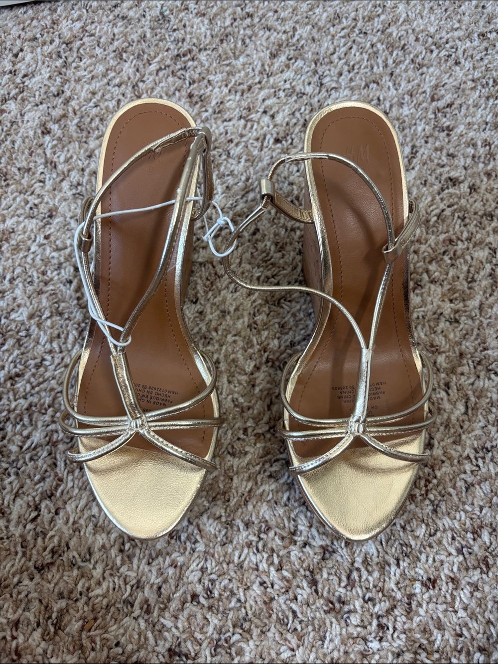 H&M Metallic Gold Strappy Heeled Sandals
